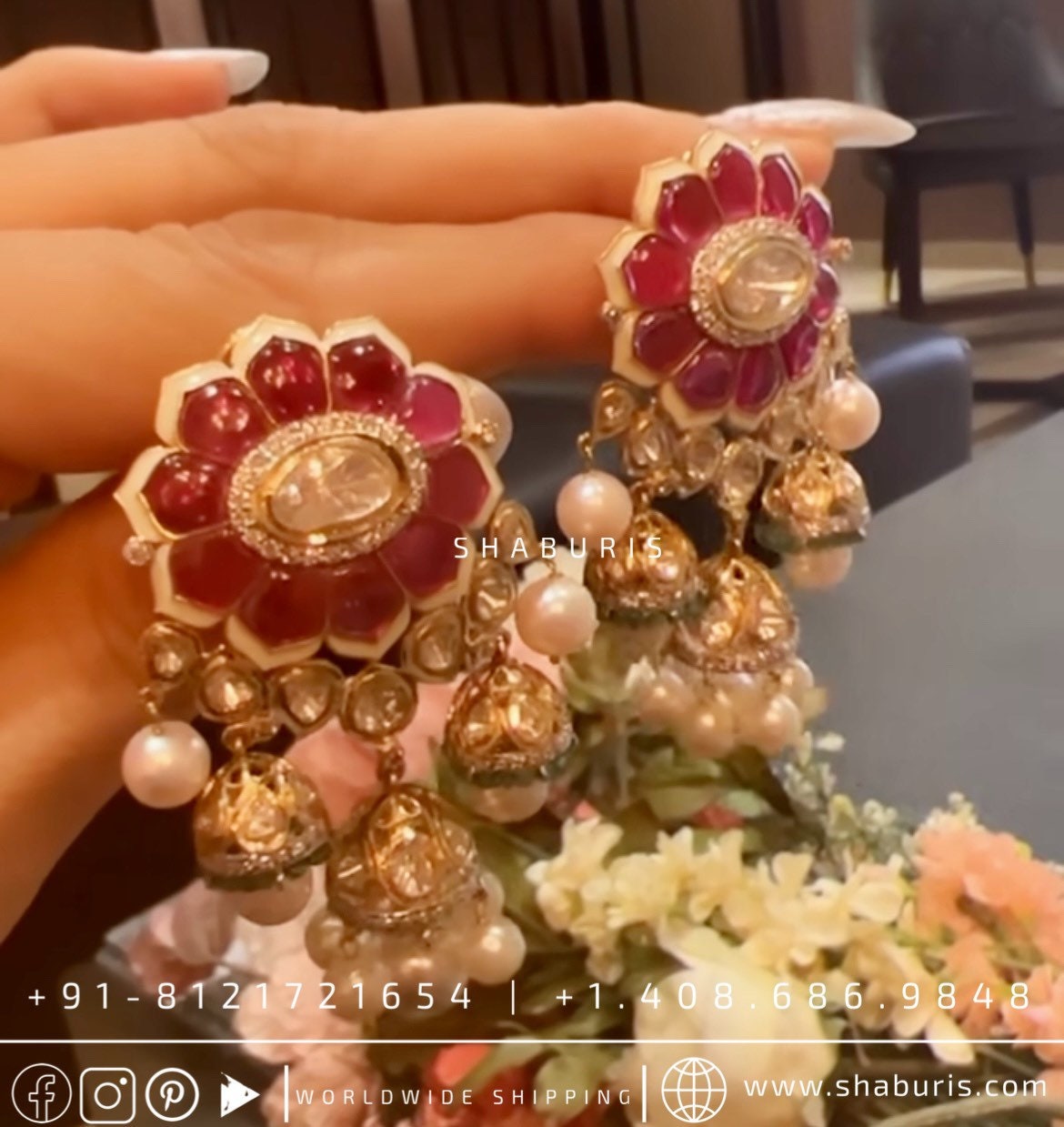 925 silver jewelry pearls,moissanite jewelry polki indian Jewelery,Polki earrings,Pure silver jewelry-NIHIRA