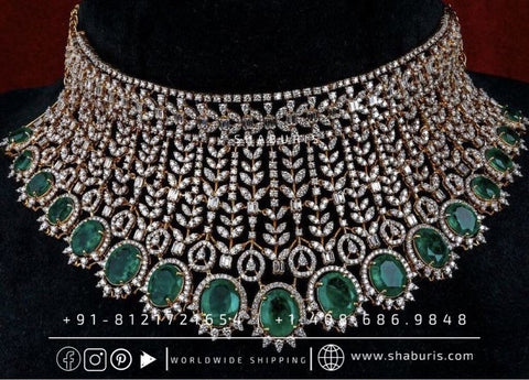 Diamond necklace swarovski Diamond Necklace emerald changable stone Necklace Diamond Jewelry 18ct diamond Necklace Bridal-SHABURIS