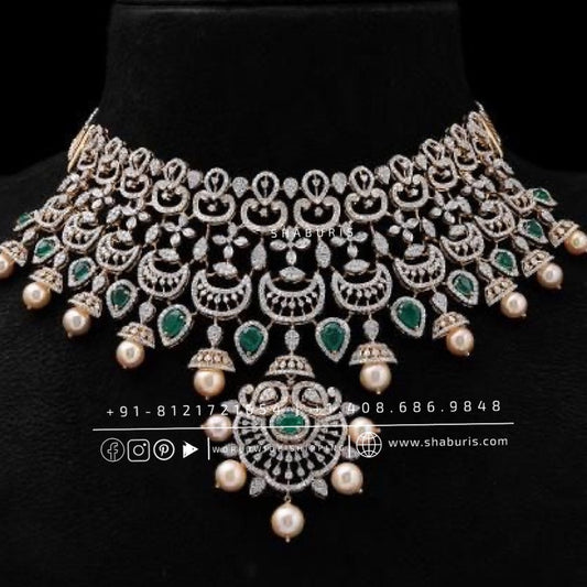 Diamond necklace swarovski Diamond Necklace emerald changable stone Necklace Diamond Jewelry 18ct diamond Necklace Bridal-SHABURIS