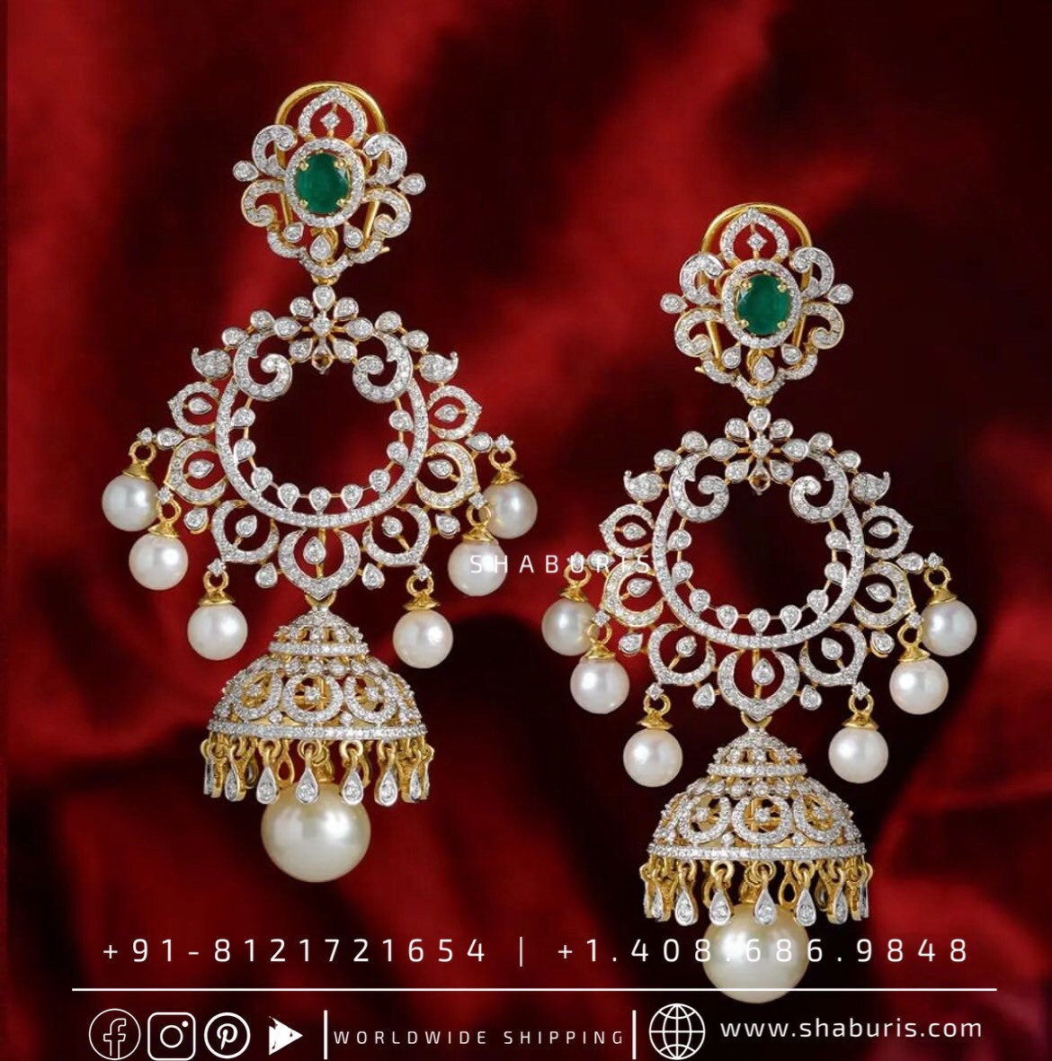 Diamond Jhumka Polki Necklace Diamond Necklace Beaded Necklace Tanzanite Necklace Diamond Jewelry Moissanite Necklace Bridal-SHABURIS