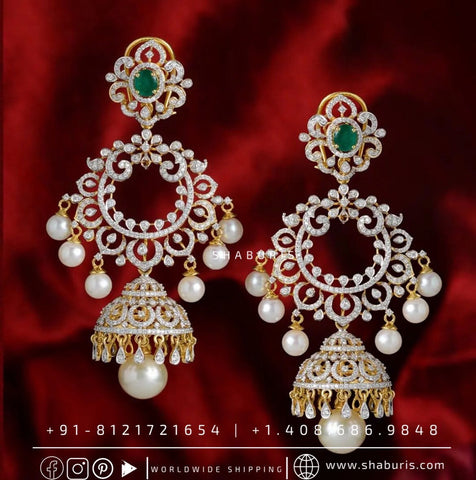 Diamond Jhumka Polki Necklace Diamond Necklace Beaded Necklace Tanzanite Necklace Diamond Jewelry Moissanite Necklace Bridal-SHABURIS