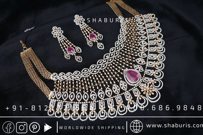 Diamond Choker Pure Silver jewelry Indian ,diamond Necklace,Coral Necklace,Polki Necklace,Indian Wedding Jewelry-SHABURIS