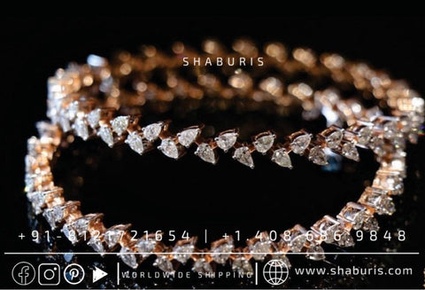 Pure silver jewelry solitaire diamond bangle pearl bangle diamond jewelry indian bridal set south indian jewelry SHABURIS