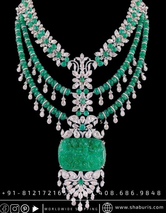 Kundan necklace antique necklace rubies emeralds bridal diamond necklace indian jewelry designs silver jewelry wedding jewelry - SHABURIS