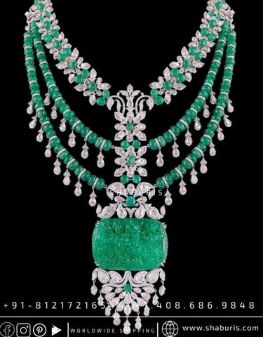 Kundan necklace antique necklace rubies emeralds bridal diamond necklace indian jewelry designs silver jewelry wedding jewelry - SHABURIS