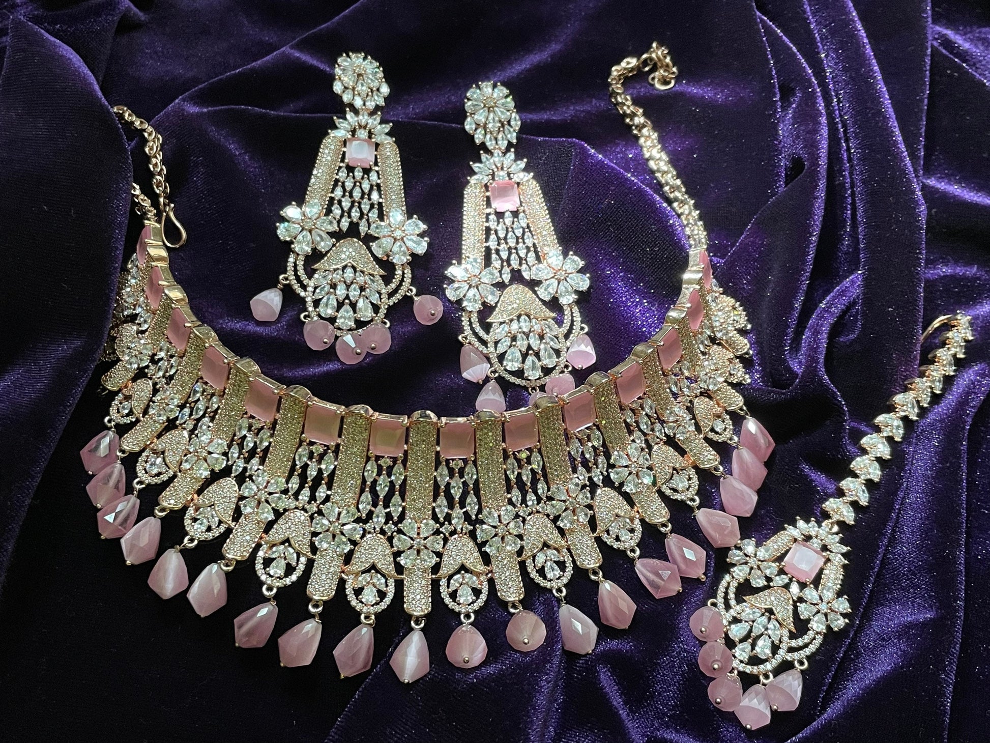 Rose Gold  Jewelry,Gold Plated Jewellery Indian ,Reception Jewellery,lyte weight Indian Bridal,wedding Jewelry Mehendi jewelry-SHABURIS