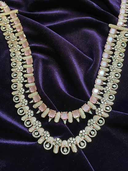 Rose Gold  Jewelry,Gold Plated Jewellery Indian ,Reception Jewellery,Indian Bridal,wedding Jewelry Mehendi jewelry long necklace - SHABURIS