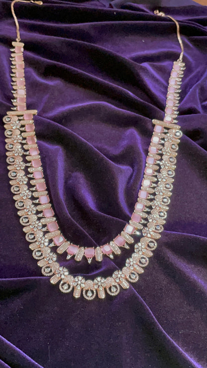 Rose Gold  Jewelry,Gold Plated Jewellery Indian ,Reception Jewellery,Indian Bridal,wedding Jewelry Mehendi jewelry long necklace - SHABURIS