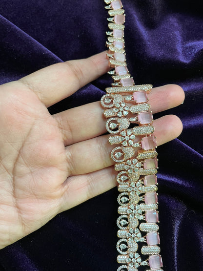 Rose Gold  Jewelry,Gold Plated Jewellery Indian ,Reception Jewellery,Indian Bridal,wedding Jewelry Mehendi jewelry long necklace - SHABURIS