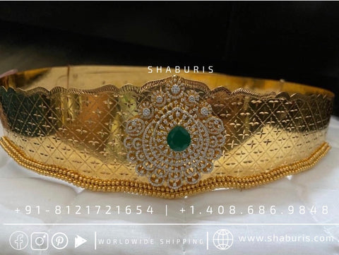 Diamond Vaddanam,South Indian Jewelry,vadiyanam,Kids Vaddanam,hip chain,925 silver jewelry pure Silver indian jewelry - NIHIRA - SHABURIS