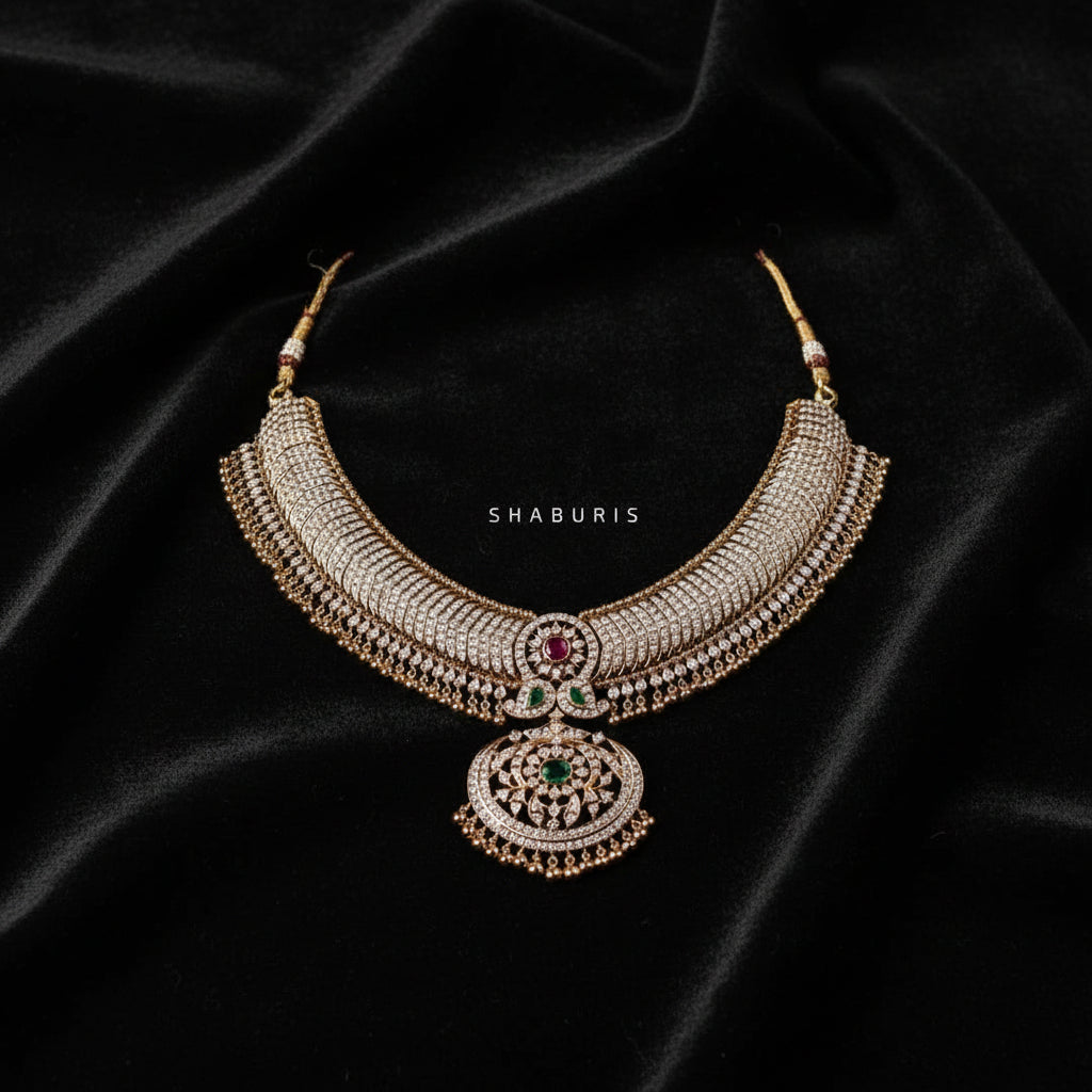 Ravvala necklace diamond necklace ancient indian jewelry pure silver jewelry indian wedding Jewelry diamond necklace -NIHIRA-SHABURIS