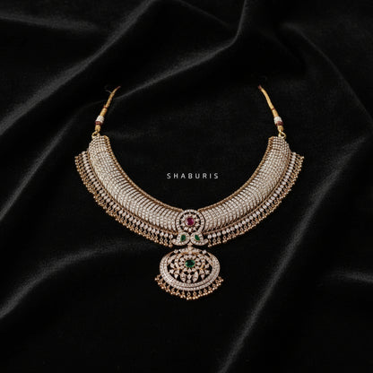 Ravvala necklace diamond necklace ancient indian jewelry pure silver jewelry indian wedding Jewelry diamond necklace -NIHIRA-SHABURIS