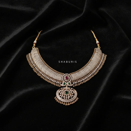 Ravvala necklace diamond necklace ancient indian jewelry pure silver jewelry indian wedding Jewelry diamond necklace -NIHIRA-SHABURIS