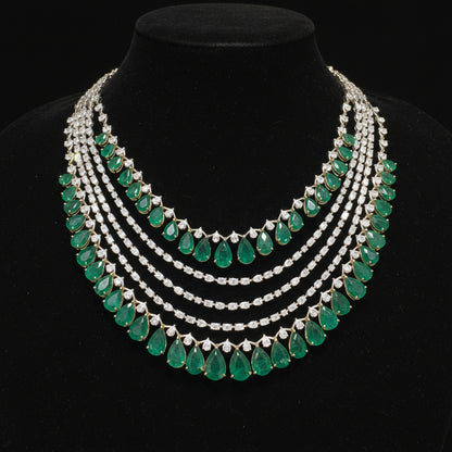 Diamond necklace pure silver necklace emerald quartz south sea pearls swarovski diamond indian jewelry wedding jewelry SHABURIS
