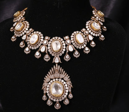 Victorian Necklace Diamond Necklace Beaded Necklace Heavy choker Diamond Jewelry Moissanite Necklace Bridal-SHABURIS