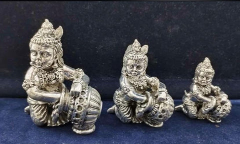 Pure silver Krishna idol,pure silver laddu gopal pure silver return gift silver,pooja samagri silver pooja articles 925 silver: PreOrder