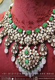 Victorian Diamond haram diamond necklace diamond vaddanam multi purpose necklace silver jewelry indian wedding jewelry - SHABURIS
