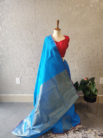 Kanchi Soft Silk saree Blue saree Gift saree Indian ethnicwear partywear saree traditional saree ethnic saree bridal saree