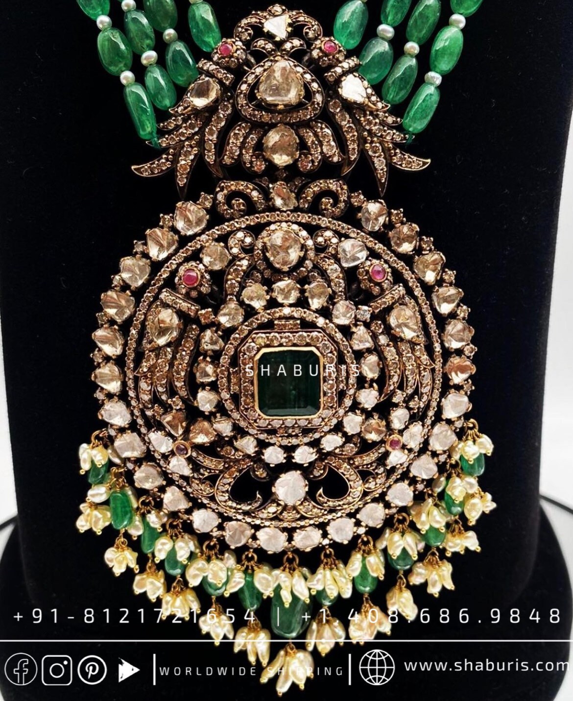 Victorian Necklace Diamond Necklace Beaded Necklace Heavy choker Diamond Jewelry Moissanite Necklace Bridal-SHABURIS