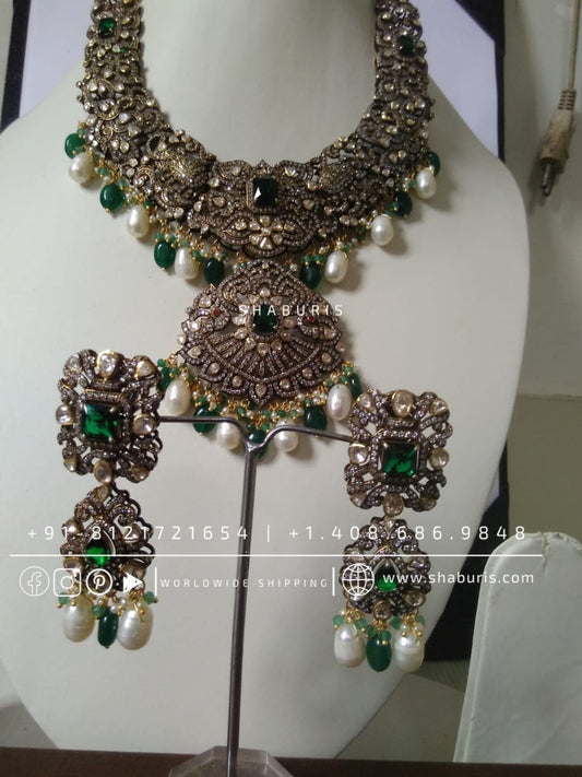 Victorian necklace diamond necklace rubies emeralds bridal diamond necklace indian jewelry designs silver jewelry wedding jewelry - SHABURIS