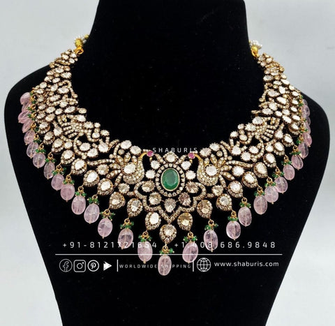 Victorian necklace diamond necklace rubies emeralds bridal diamond necklace indian jewelry designs silver jewelry wedding jewelry - SHABURIS