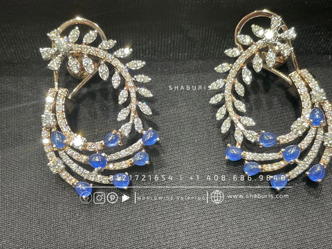 Tanzanite Earrings cocktail earrings fusion earrings silver jewelry pure silver 925 silver indian jewelry designs high end jewelry -SHABURIS