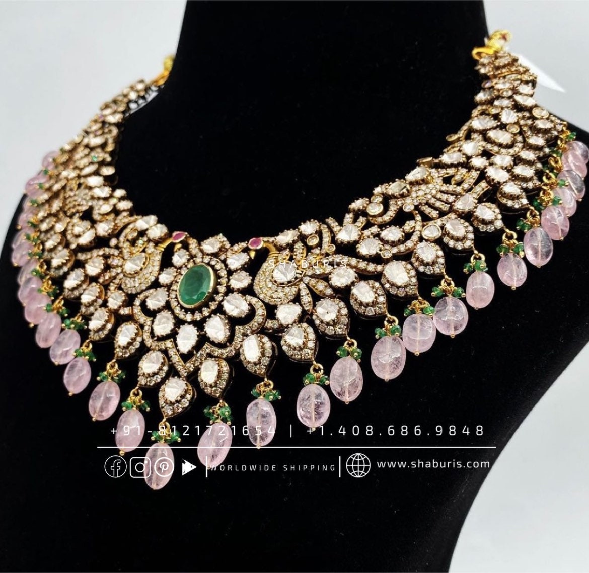 Victorian necklace diamond necklace rubies emeralds bridal diamond necklace indian jewelry designs silver jewelry wedding jewelry - SHABURIS