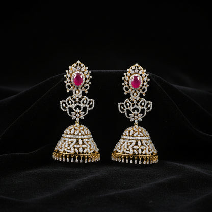 Diamond Jhumka Polki Earrings Diamond Earrings Polki Studs Big Studs Cocktail earrings 925 Silver Jewelry Silver Earrings - SHABURIS