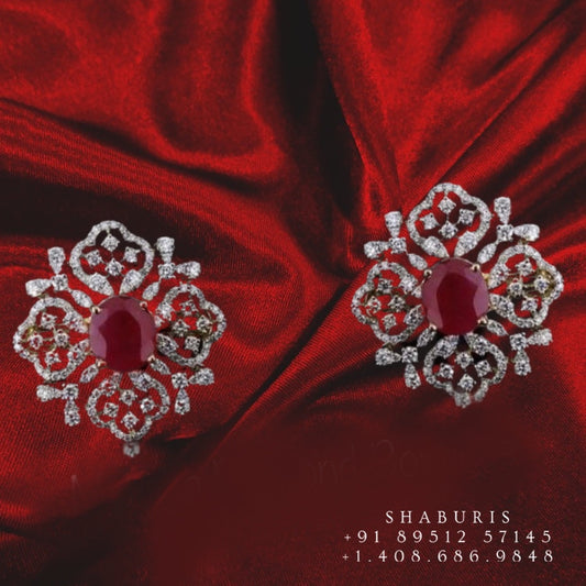 Diamond earrings,Pure silver Jhumkas Indian,Indian Earrings,Indian Wedding Jewelry -NIHIRA-SHABURIS