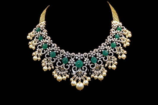 Pure Silver jewelry indian diamond haram diamond necklace sabyasachi jewelry inspired 22ct dipped jewelry indian jewelry -SHABURIS
