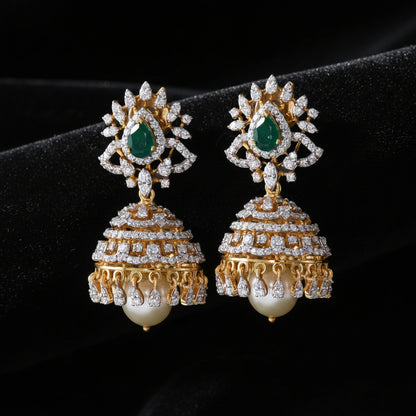 Diamond Jhumkas Polki Diamond Earrings Polki Jhumkas Big Earrings 925 Silver Jewelry Silver Earrings - SHABURIS