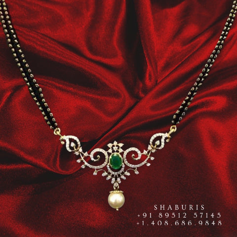 Nallapusalu mangalasutra Black diamonds necklace,South Indian Jewelry,Pure silver Mangalsutra pendent,Nallapusalu Pendent,Indian Wedding Jewelry -NIHIRA-SHABURIS