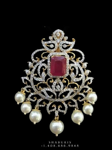 Diamond pendant,swarovski chain,sabyasachi jewelry inspired diamond pendant,Cocktail Jewelry,Pure silver jewelry-NIHIRA