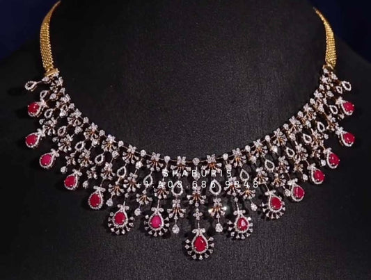 Diamond Necklace Wedding Jewelry South Indian Diamond Jewelry Silver Jewelry 925 silver indian bridal jewelry - SHABURIS