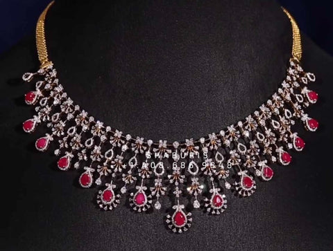 Diamond Necklace Wedding Jewelry South Indian Diamond Jewelry Silver Jewelry 925 silver indian bridal jewelry - SHABURIS