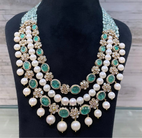 Victorian Pearl Necklace,Pure Silver Jewellery Indian ,mango Necklace,Big Indian Necklace,Indian Bridal,Indian Wedding Jewelry-NIHIRA-SHABURIS
