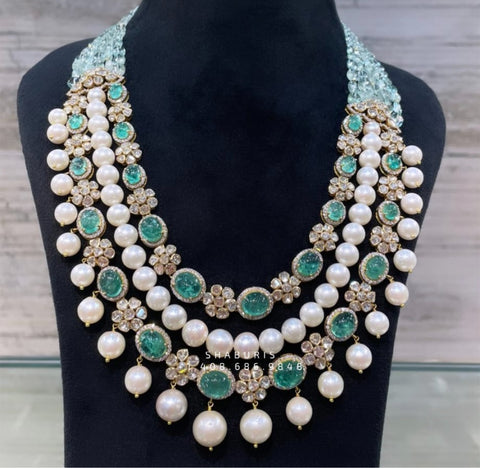 Victorian Pearl Necklace,Pure Silver Jewellery Indian ,mango