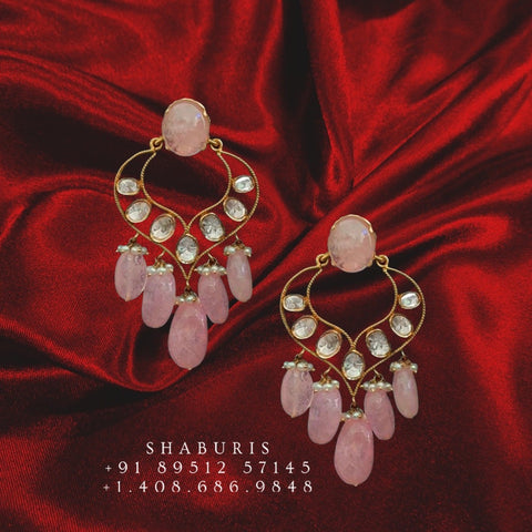Polki earrings,Pure silver Jhumkas Indian,Indian Earrings,Indian Wedding Jewelry -NIHIRA-SHABURIS