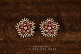 Ruby studs ,diamond earrings,Pure silver Jhumkas Indian,Indian Earrings,Indian Wedding Jewelry -NIHIRA-SHABURIS