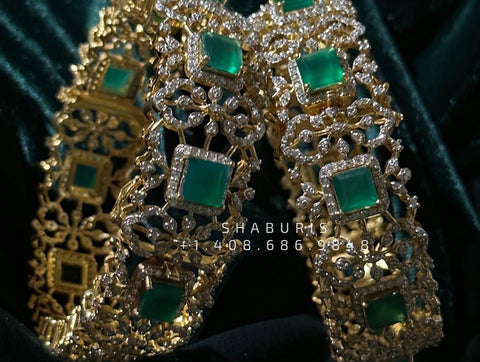 Diamond Bangles,South Indian Jewelry,silver indian Bangles,pure silver Swaroski Bangles,Indian Wedding Jewelry -NIHIRA-SHABURIS