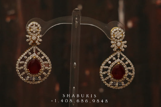 Diamond Jhumka ,diamond earrings,Pure silver Jhumkas Indian,Indian Earrings,Indian Wedding Jewelry -NIHIRA-SHABURIS