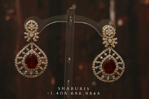 Diamond Jhumka ,diamond earrings,Pure silver Jhumkas Indian,Indian Earrings,Indian Wedding Jewelry -NIHIRA-SHABURIS