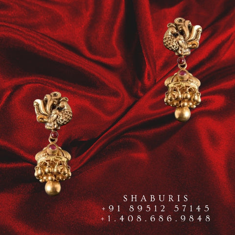 Antique earrings,Pure silver Jhumkas Indian,Indian Earrings,Indian Wedding Jewelry -NIHIRA-SHABURIS