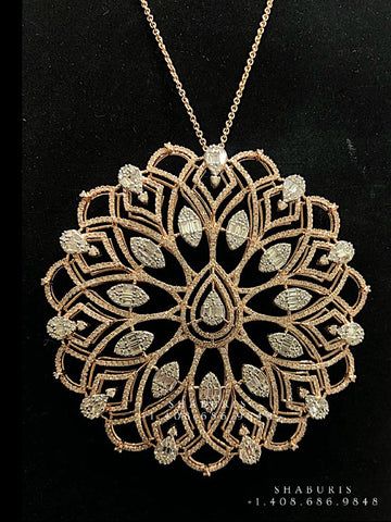 Victorian pendant,swarovski chain,sabyasachi jewelry inspired diamond pendant,Cocktail Jewelry,Pure silver jewelry-NIHIRA