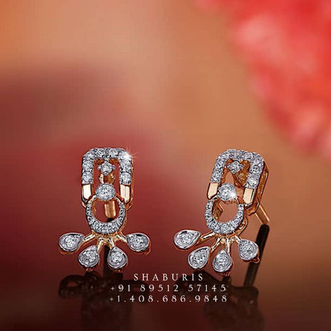 Diamond Jhumka ,diamond earrings,Pure silver Jhumkas Indian,Indian Earrings,Indian Wedding Jewelry -NIHIRA-SHABURIS