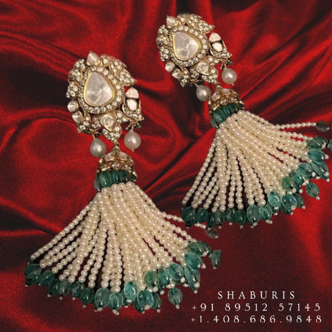 Tassel earrings,Pure silver Jhumkas Indian,Indian Earrings,Indian Wedding Jewelry -NIHIRA-SHABURIS