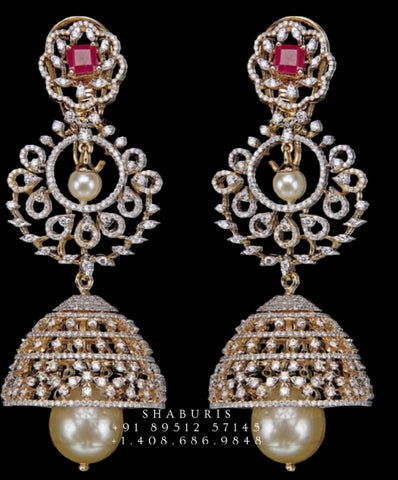 Pure Silver jewelry indian diamond jhumka sabyasachi jewelry inspired 22ct dipped jewelry indian jewelry -SHABURIS