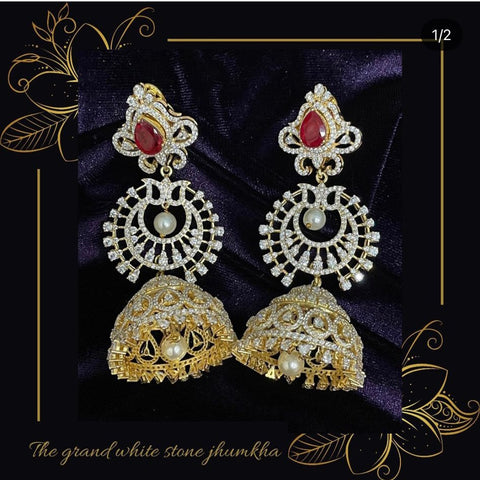 ER13351R AD Long Big Screwback South Indian Ruby White Stones Earrings Shop  Online | Shop earrings, Stone earrings, White stone