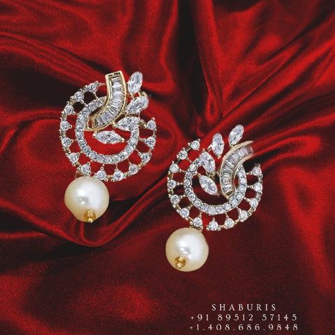 Diamond earrings,Pure silver Jhumkas Indian,Indian Earrings,Indian Wedding Jewelry -NIHIRA-SHABURIS