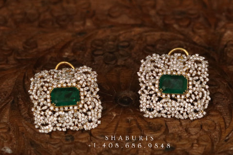 Diamond Jhumka ,diamond earrings,Pure silver Jhumkas Indian,Indian Earrings,Indian Wedding Jewelry -NIHIRA-SHABURIS